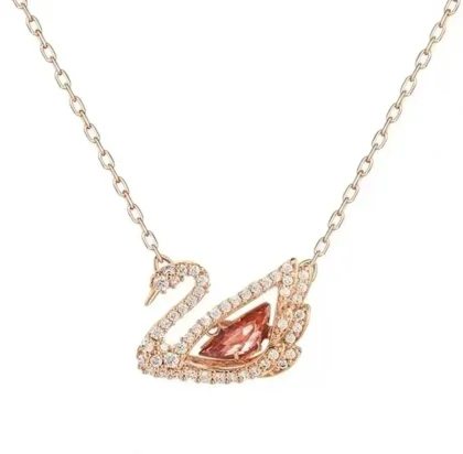 Swarovski Dazzling Swans Swan Necklace Rose Gold