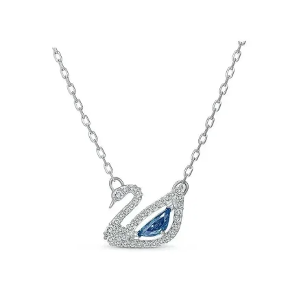 Swarovski Dancing Crystal Swan Necklace Silver Blue