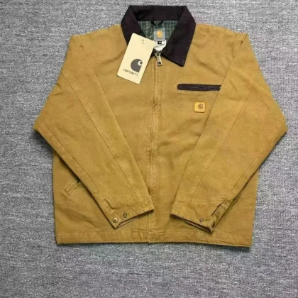 Carhartt Brown Canvas Jacket with Zip Closure
